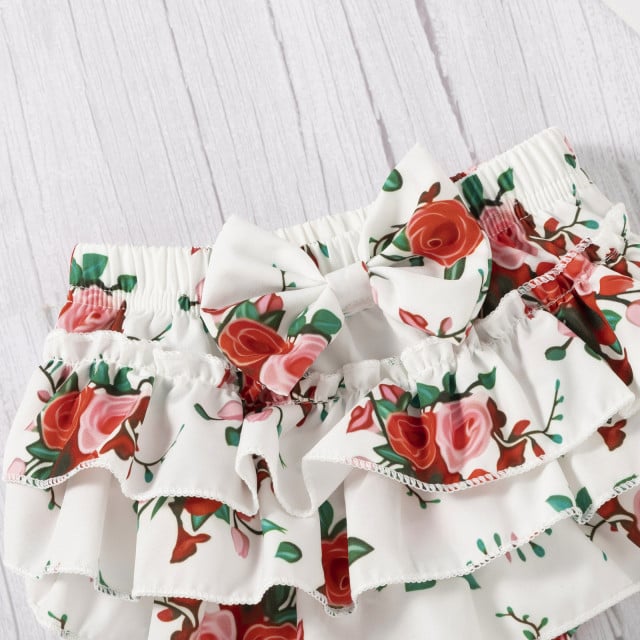 Costumas cu body visiniu si pantaloni scurti - Flower [9]