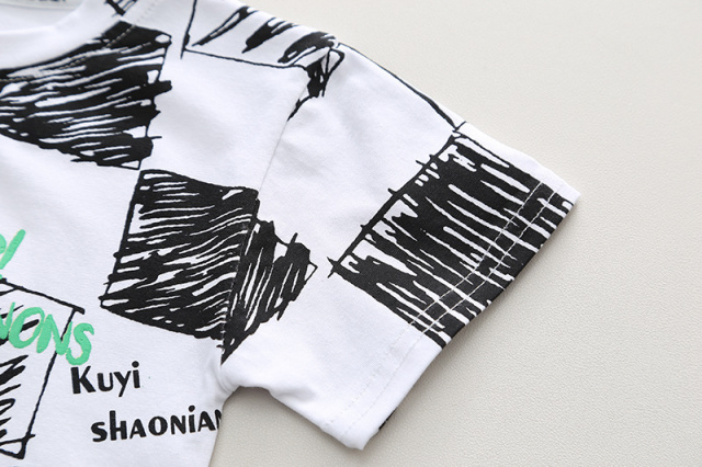 Costumas cu tricou alb si blugi pentru baietei - Bear [7]