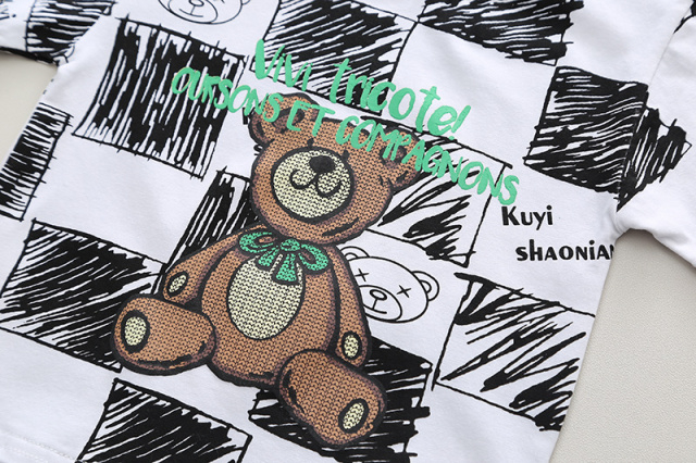 Costumas cu tricou alb si blugi pentru baietei - Bear [6]