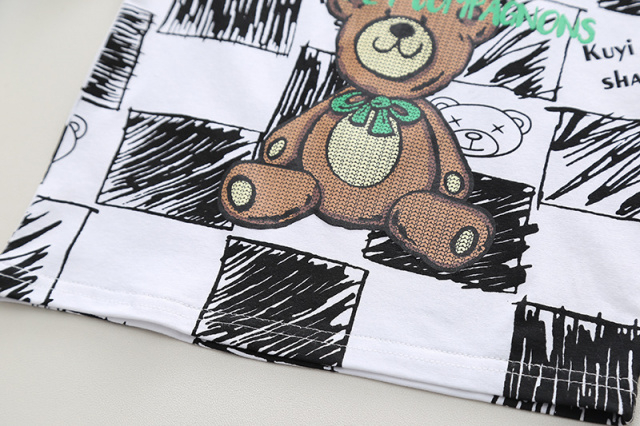 Costumas cu tricou alb si blugi pentru baietei - Bear [3]