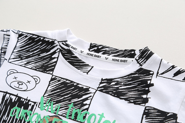 Costumas cu tricou alb si blugi pentru baietei - Bear [5]