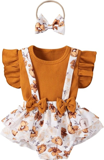 Costumas cu tricou maro - Floricele [4]