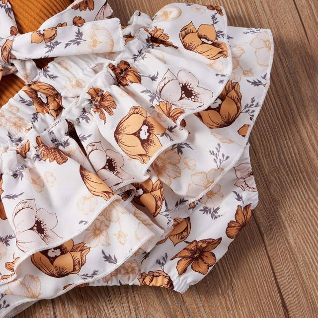 Costumas cu tricou maro - Floricele [5]