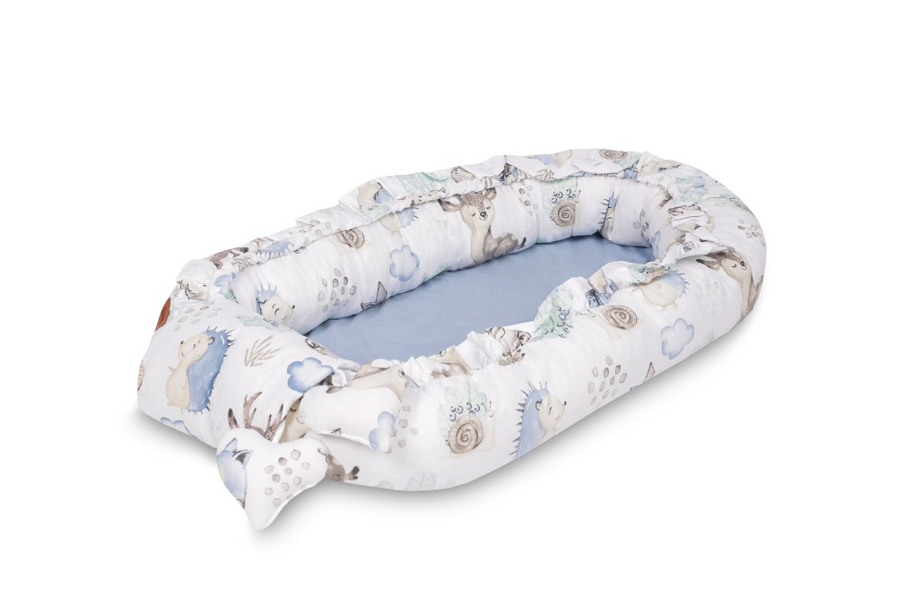 Cuib bebe velvet 80x45 stroll albastru + perna [3]