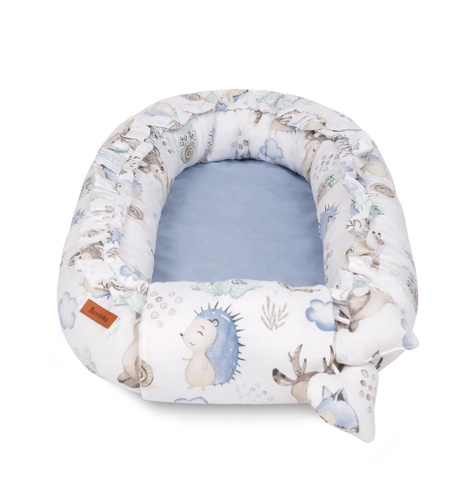 Cuib bebe velvet 80x45 stroll albastru + perna [4]