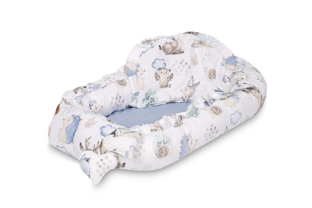 Cuib bebe velvet 80x45 stroll albastru + perna [2]