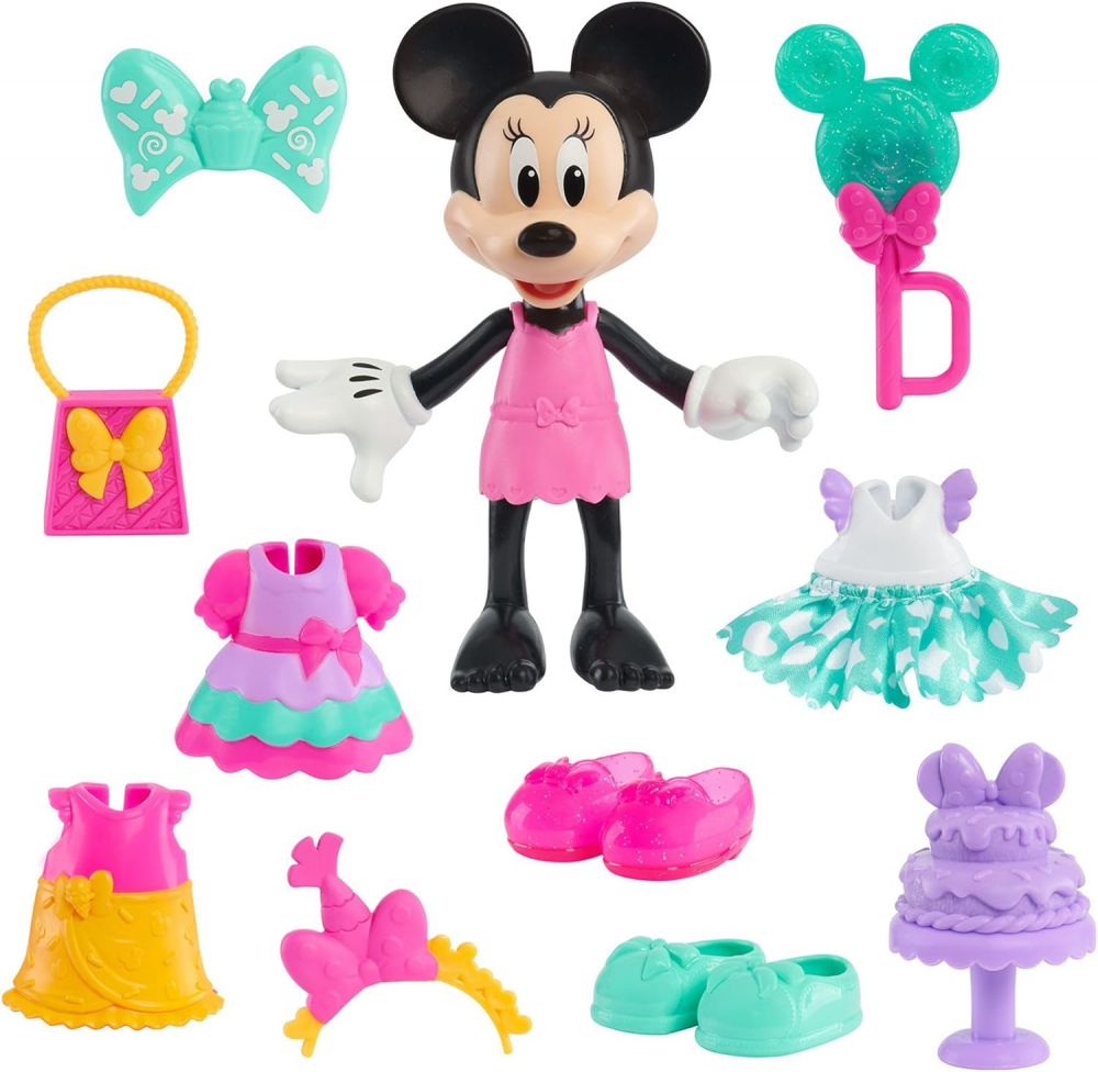 Disney Minnie Mouse – Păpușă cu 3 Ținute și Accesorii, Set Sweet Party [3]