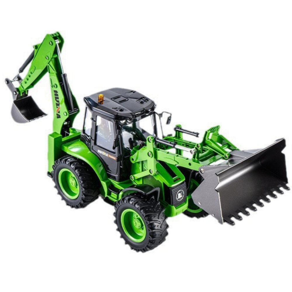 Excavator cu telecomanda Backhoe Loader Huina Verde 1:14, 8 ani+ [3]