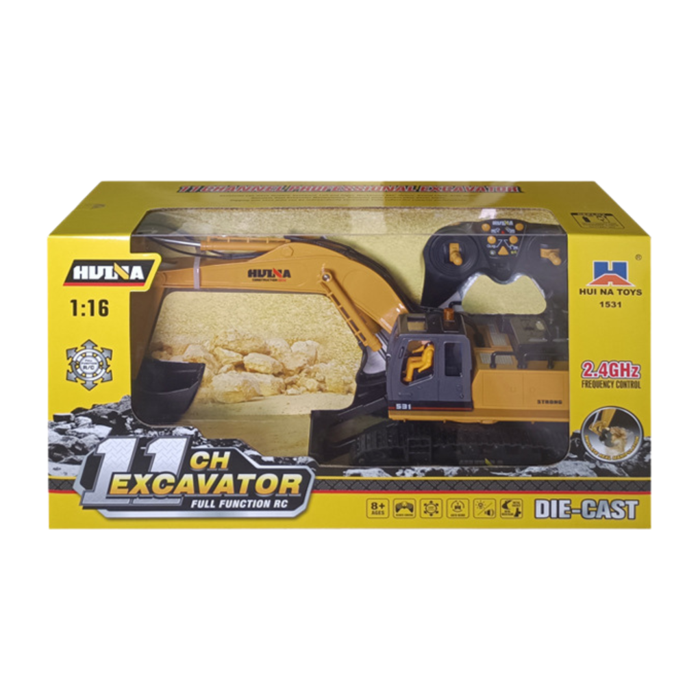 Excavator cu telecomanda Huina 1:16 senile metal si sunete, 8 ani+ [5]