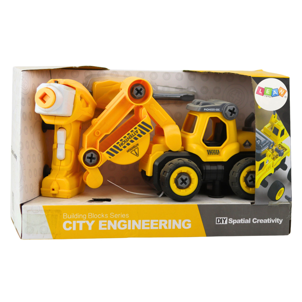 Excavator cu telecomanda si bormasina 2 in 1 de asamblat, 3 ani+ [4]