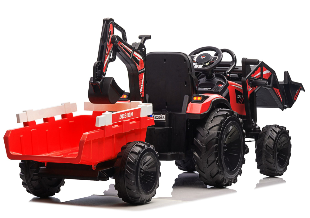 Excavator electric cu remorca SX2068 rosu pentru copii, 3 ani+ [6]