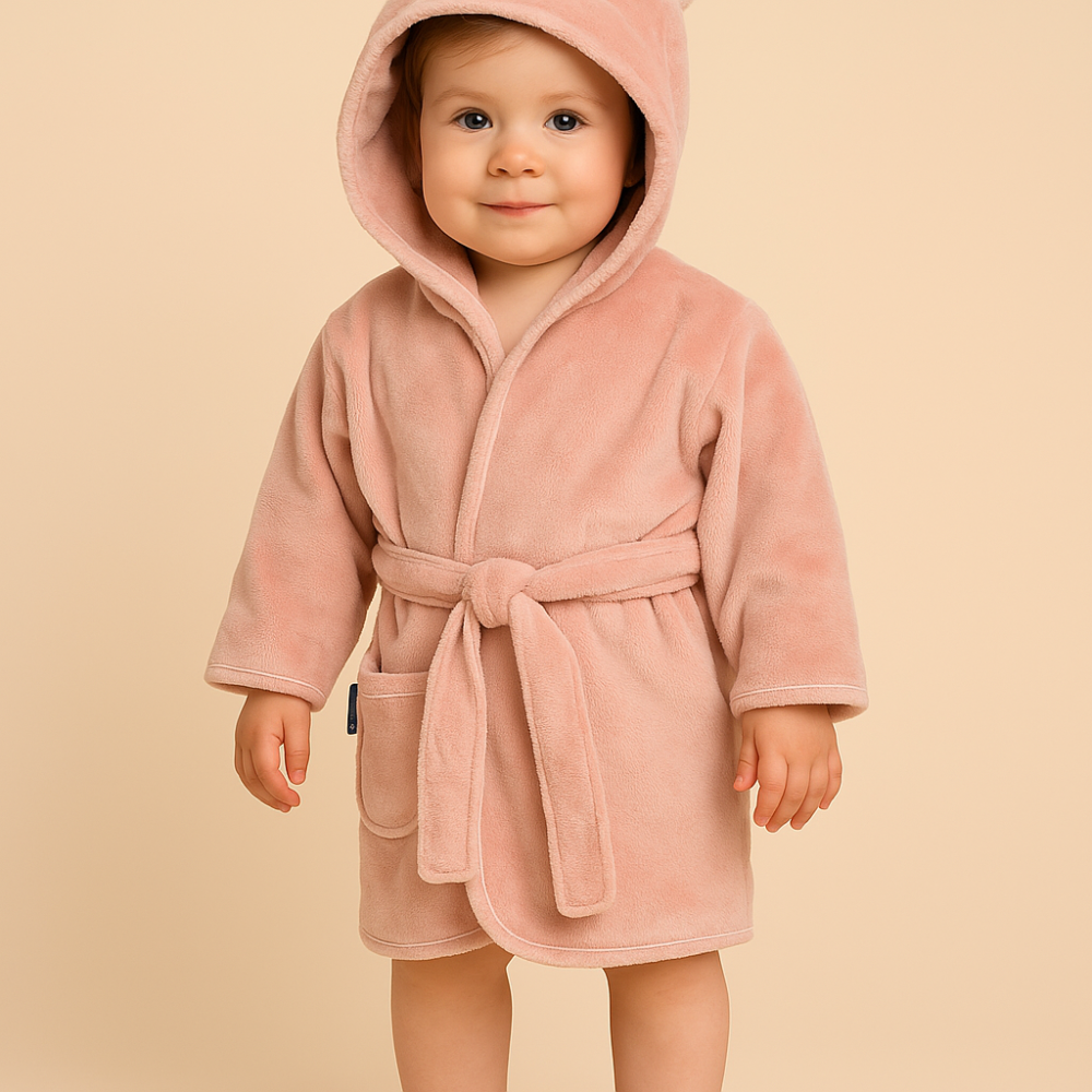 Halat de baie Soft Teddy Bear Dirty Pink – cu gluga si urechi [6]