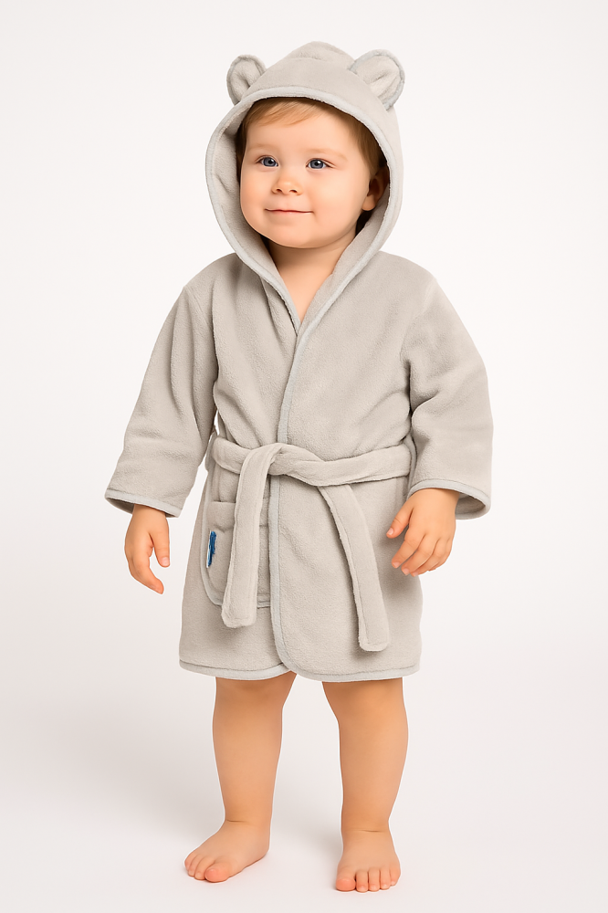 Halat de baie Soft Teddy Bear Grey – cu gluga si urechi [6]