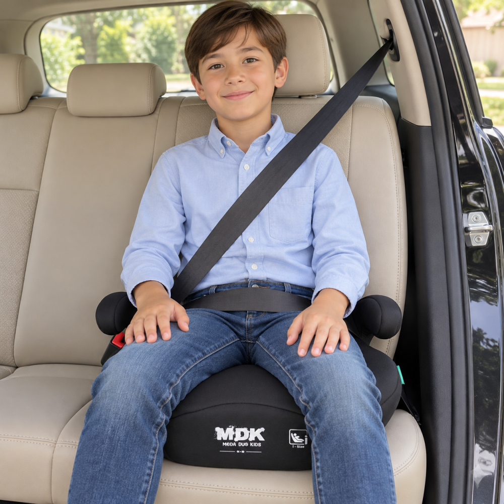Înălțător auto copii 125–150 cm, ECE R129/04, centură în 3 puncte, șezut căptușit și cotiere, negru, 6 ani+ [2]