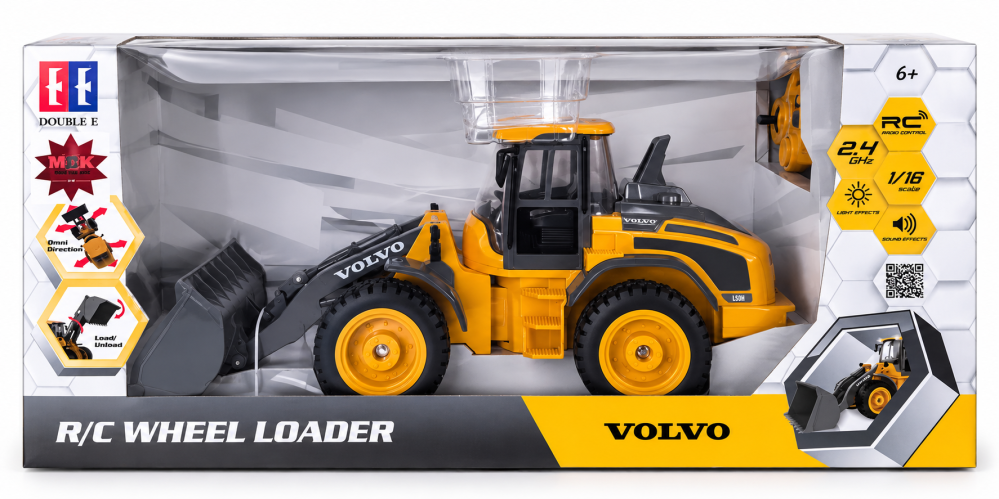 Incarcator frontal RC Volvo L50H cu licenta, Double E E569-003, 1:16, telecomanda 2.4 GHz, cupa functionala, lumini si sunete, 6 ani+ [4]