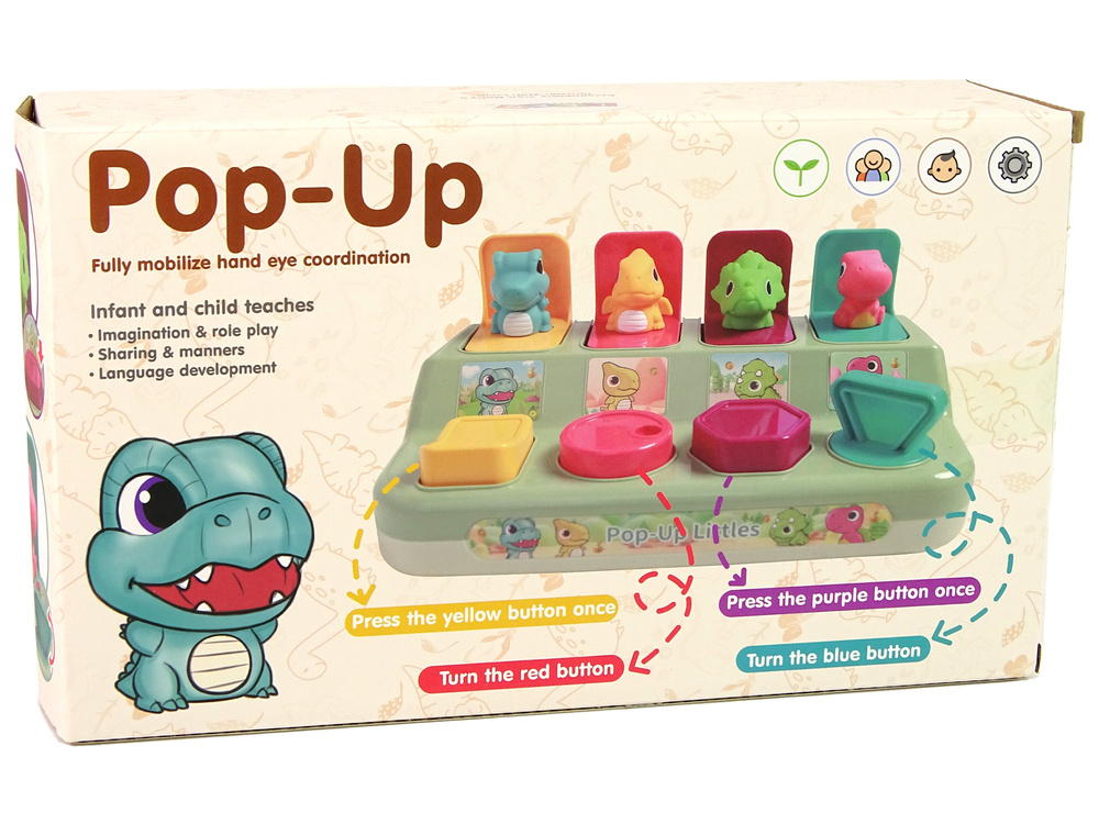 Jucărie de dexteritate pop-up pentru copii mici, cu dinozauri. [5]