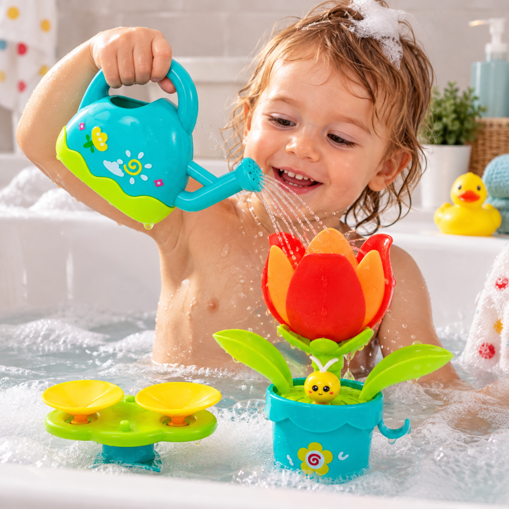 Jucarie interactiva de baie Floare cu stropitoare, petale care se deschid, 18 luni+ [2]