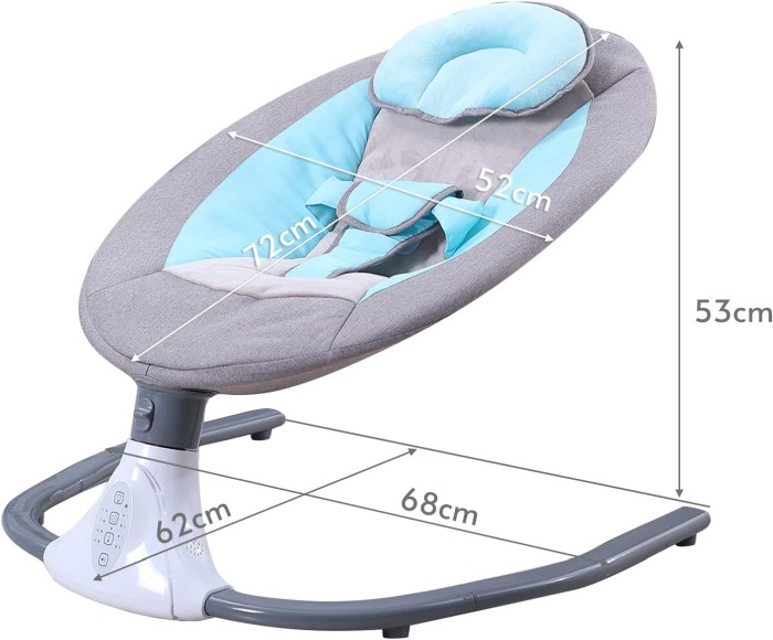 Leagăn Electric Bebeluși – Bluetooth, 4 Viteze, Albastru Gri, 0–18 Luni [5]