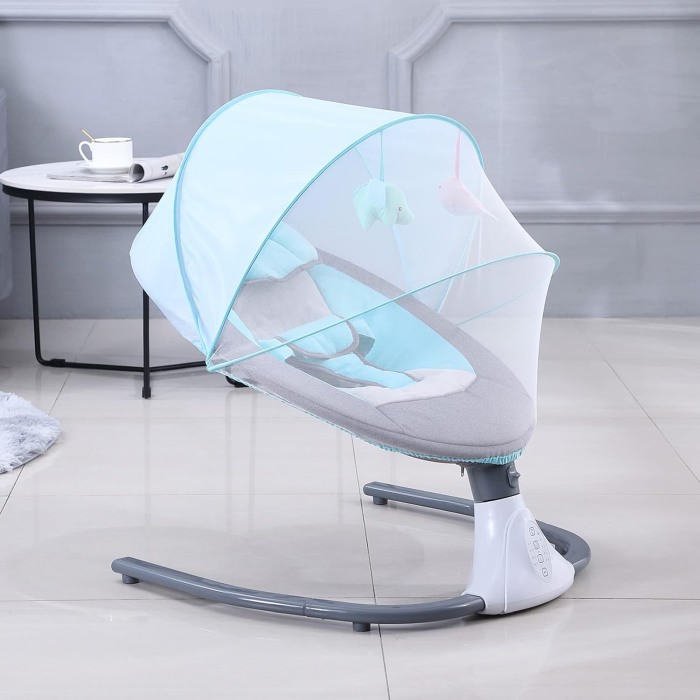 Leagăn Electric Bebeluși – Bluetooth, 4 Viteze, Albastru Gri, 0–18 Luni [2]