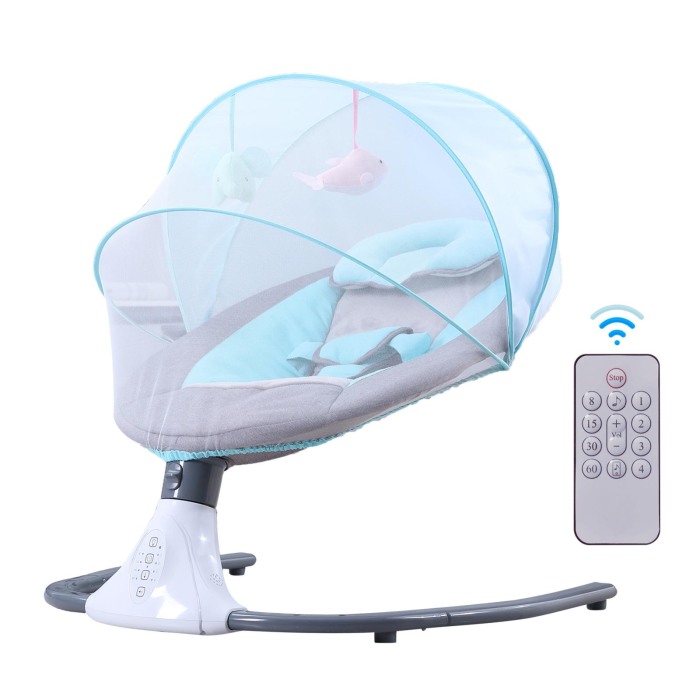 Leagăn Electric Bebeluși – Bluetooth, 4 Viteze, Albastru Gri, 0–18 Luni [4]