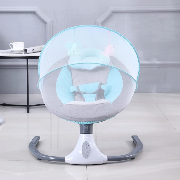Leagăn Electric Bebeluși – Bluetooth, 4 Viteze, Albastru Gri, 0–18 Luni [3]