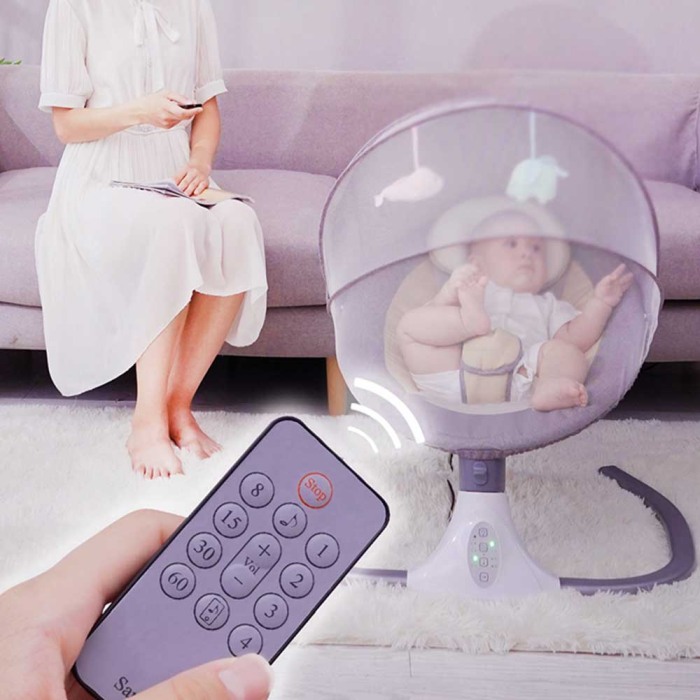Leagăn Electric Bebeluși – Bluetooth, 4 Viteze, Albastru Gri, 0–18 Luni [9]