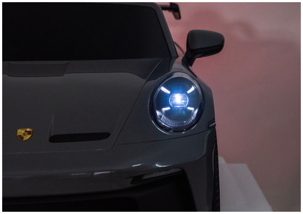 Masinuta Electrica Porsche GT3 24V, Gri, cu telecomanda, Roti EVA, Scaun Piele Ecologica, Lumini LED, MP3, USB, Bluetooth 3 ani+ [14]