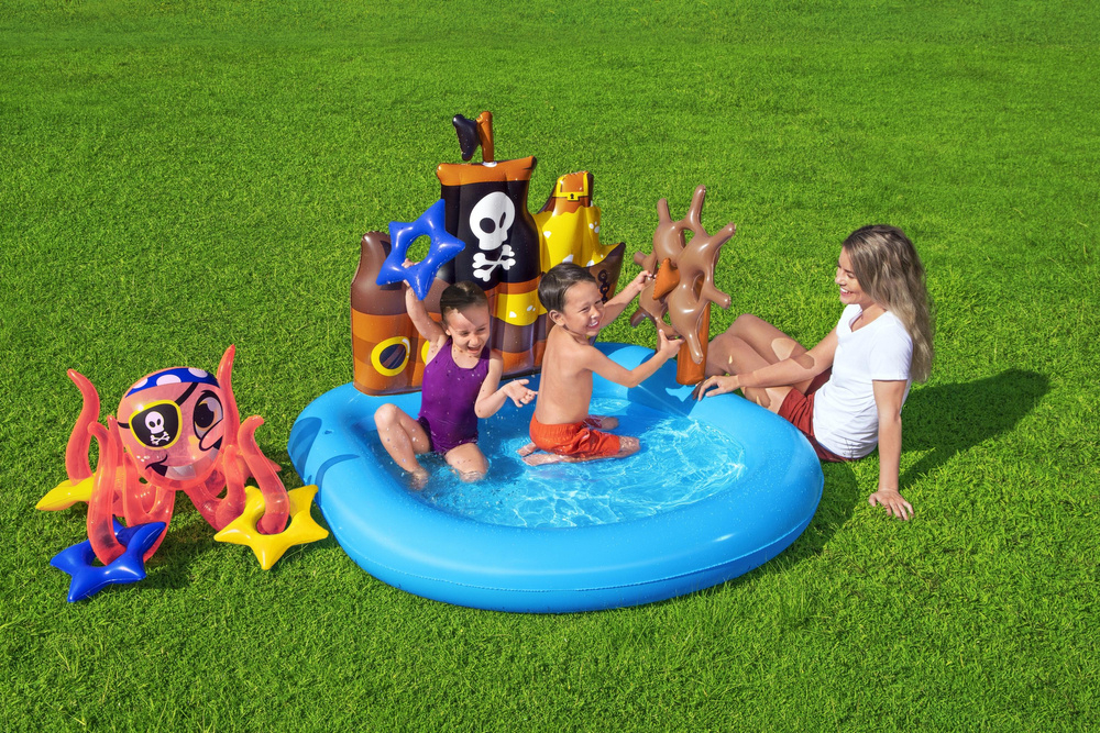 Loc de joaca gonflabil cu piscina si accesorii pentru copii – 140x130x104 cm, Bestway [1]