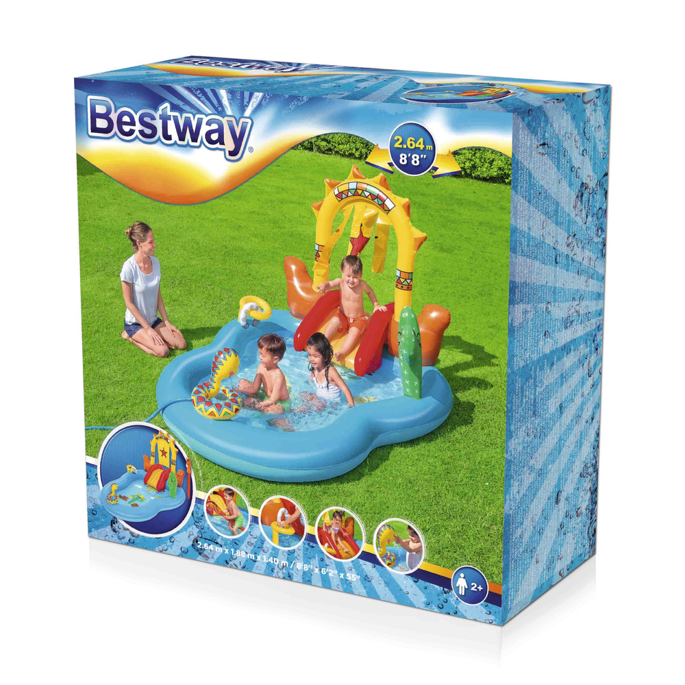 Loc joaca gonflabil copii 264x188x140 cm cu piscina si tobogan Bestway [9]