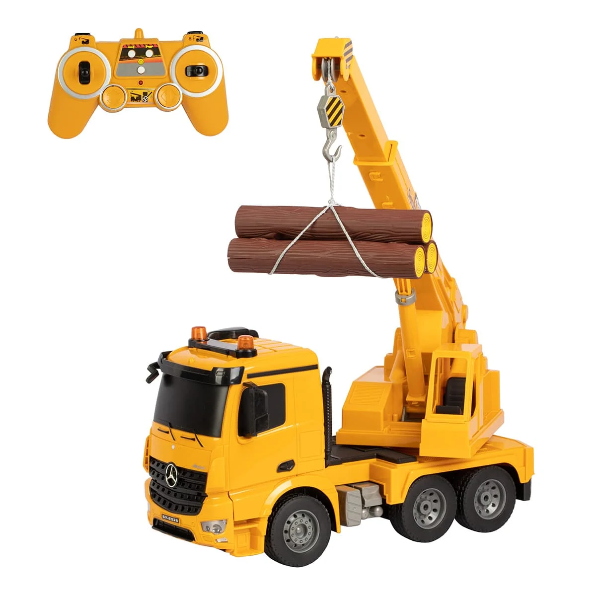 Camion cu macara RC Mercedes-Benz Arocs cu licenta, Double E E526-003, 1:20, 2.4 GHz, brat si carlig controlabile, lumini si sunete, 6 ani+ [3]