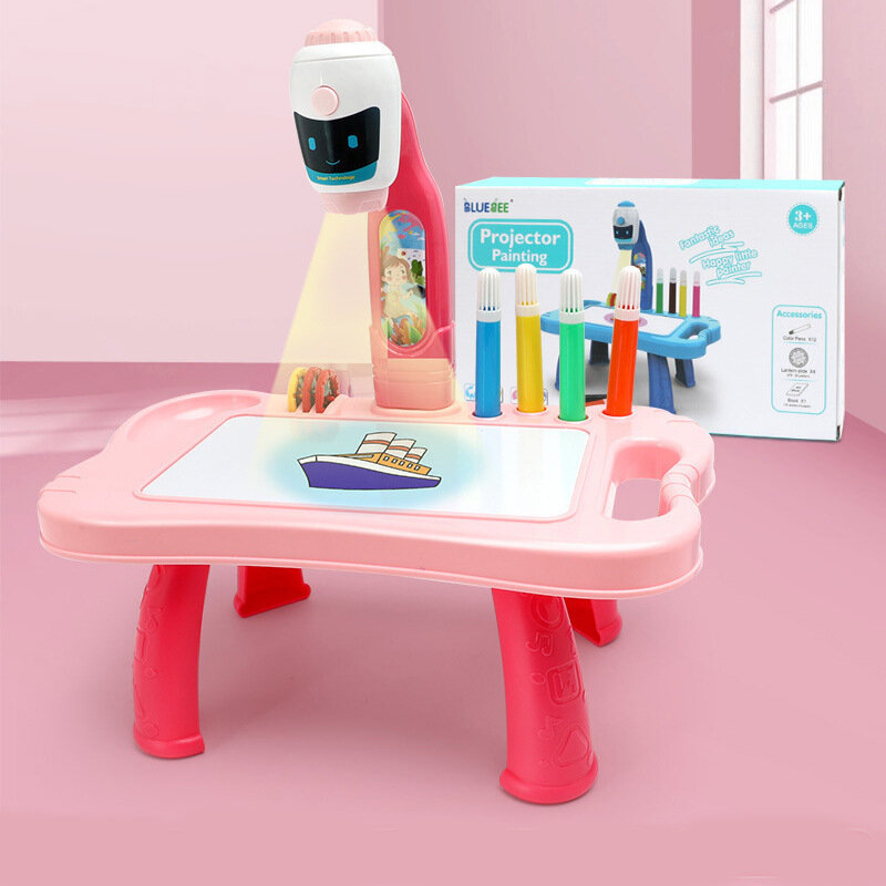 Mini Proiector de Desen 2in1 Robot cu Masuta si Accesorii – Roz [4]