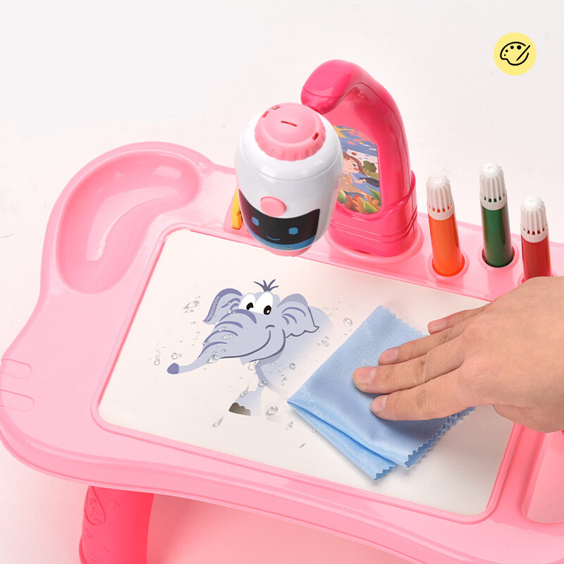 Mini Proiector de Desen 2in1 Robot cu Masuta si Accesorii – Roz [3]