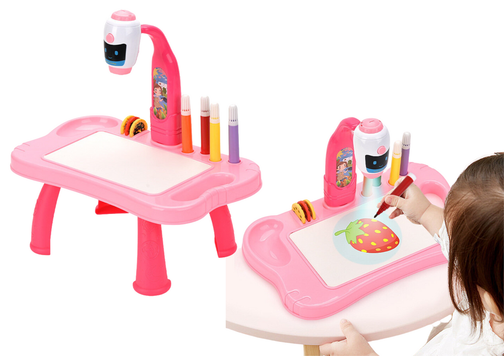 Mini Proiector de Desen 2in1 Robot cu Masuta si Accesorii – Roz [1]
