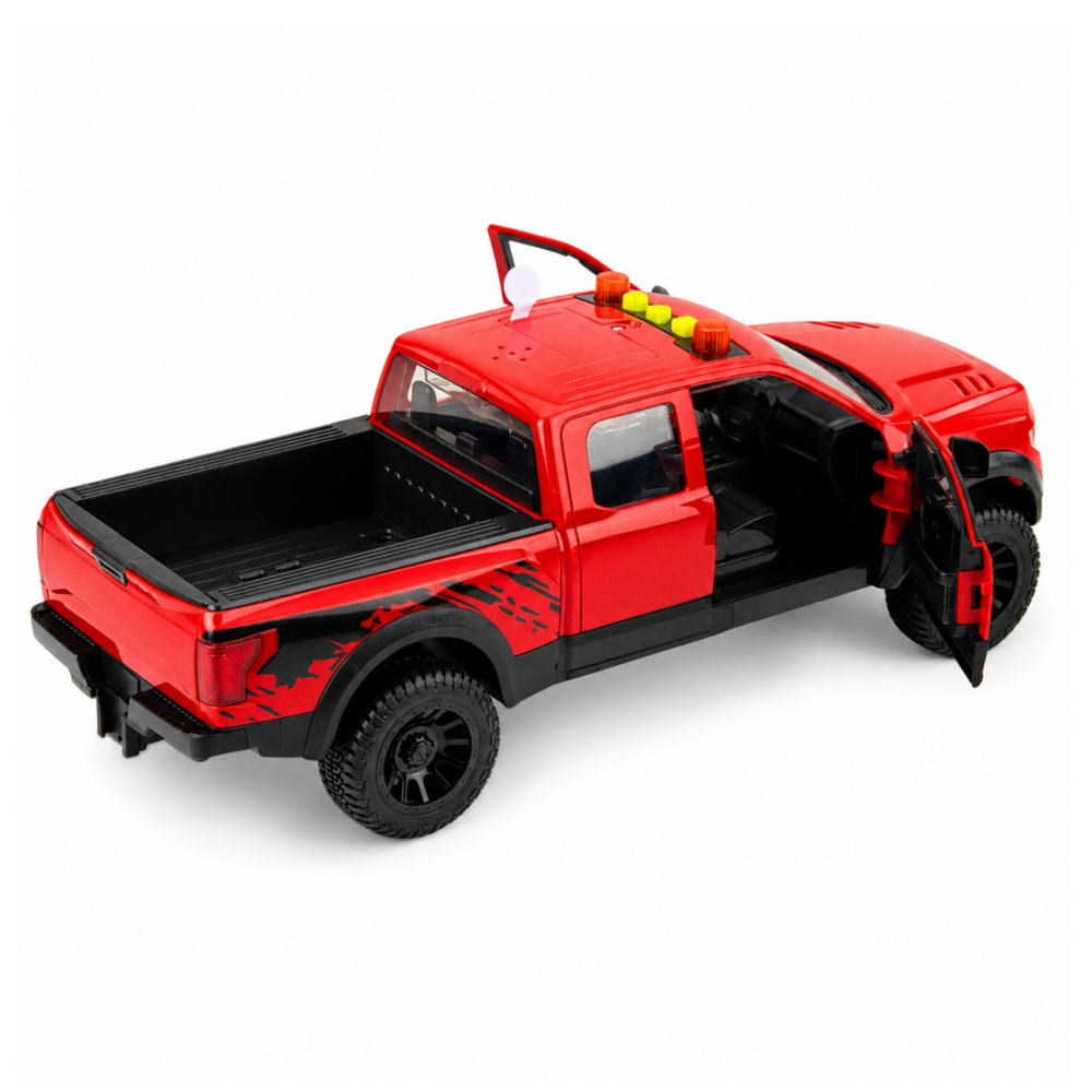 Masina Pickup LEAN Toys cu Portiere Mobile Lumini si Sunete, 1:12, Rosu, 3 ani+ [4]