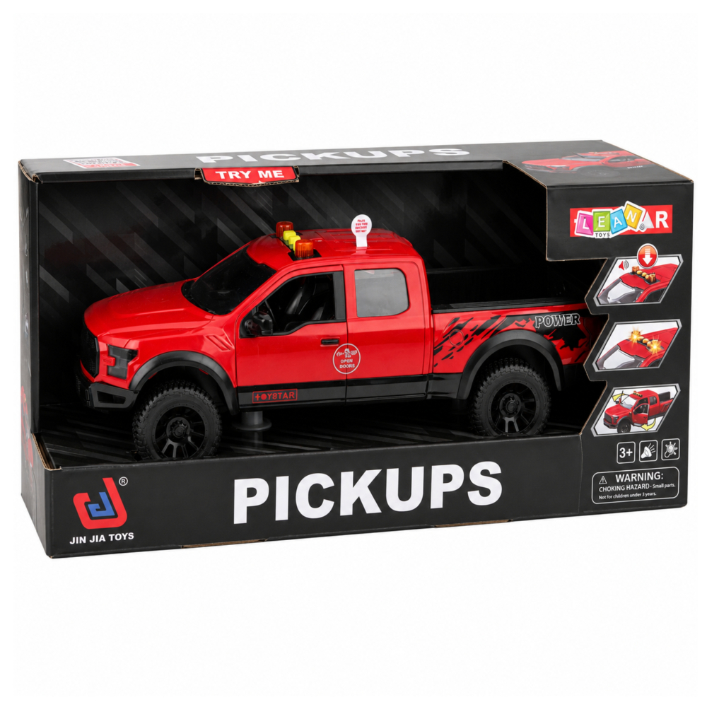 Masina Pickup LEAN Toys cu Portiere Mobile Lumini si Sunete, 1:12, Rosu, 3 ani+ [6]