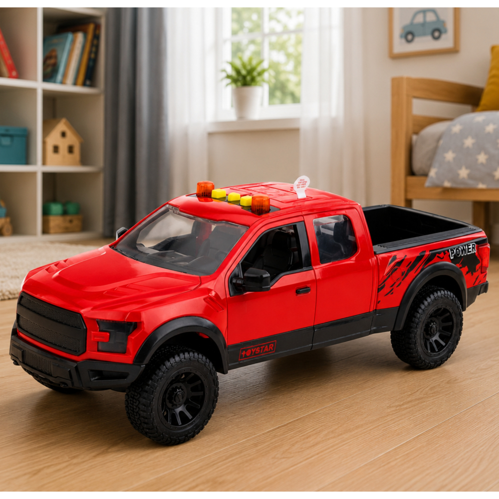 Masina Pickup LEAN Toys cu Portiere Mobile Lumini si Sunete, 1:12, Rosu, 3 ani+ [5]