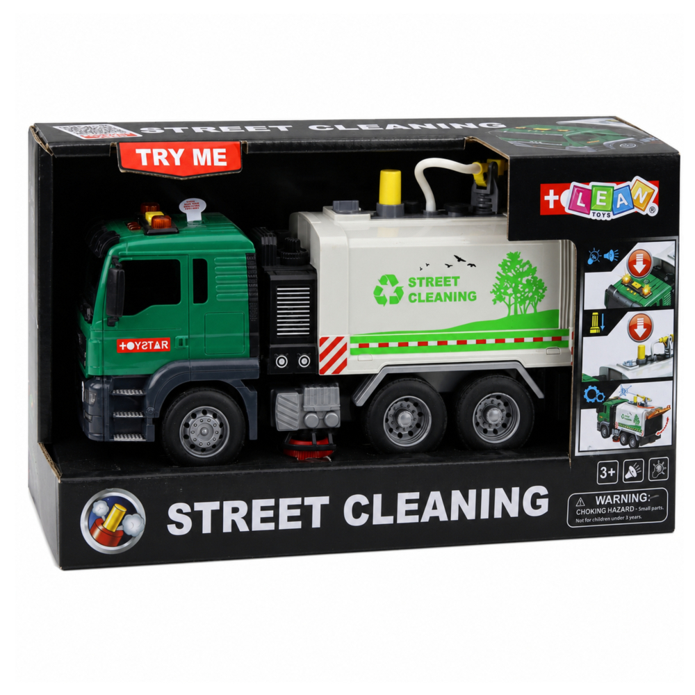 Camion de Ingrijit Strada LEAN Toys cu Functie Apa, Lumini si Sunete, 1:14, verde, 3 ani+ [6]