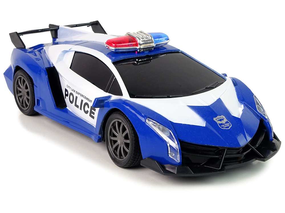 Mașină de poliție cu lumini LED și telecomandă copii, 1:16, Albastru [2]