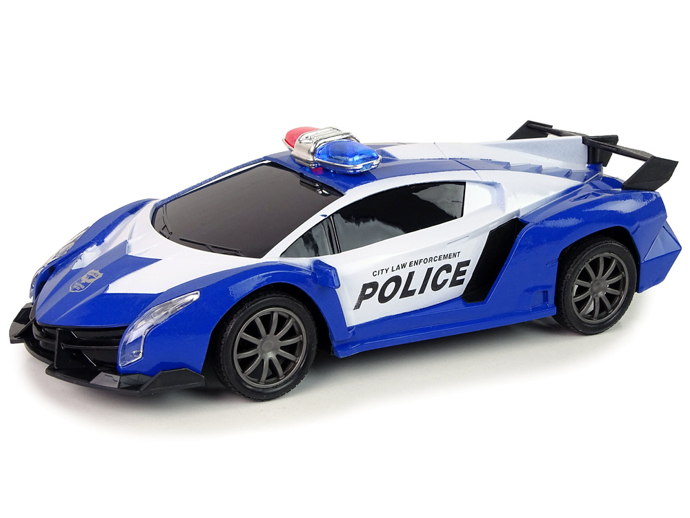 Mașină de poliție cu lumini LED și telecomandă copii, 1:16, Albastru [4]