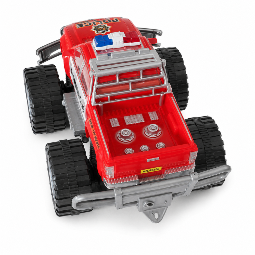 Masina de politie off-road LEAN Toys Pickup cu propulsie, roti mari, Rosu, 31 cm, 3 ani+ [5]