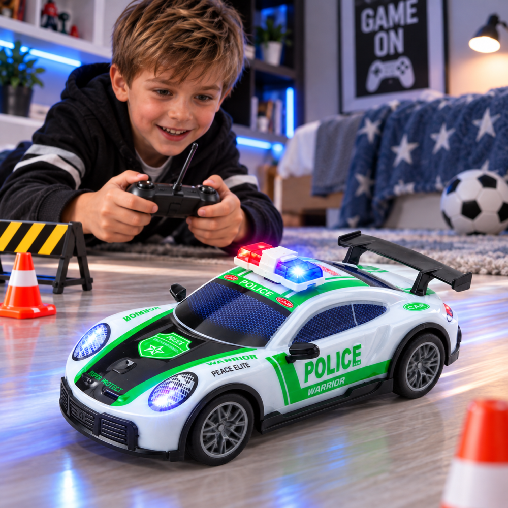 Masinuta de Politie cu Telecomanda RC Drift, Scara 1:22, Lumini LED, 6 ani+ [2]