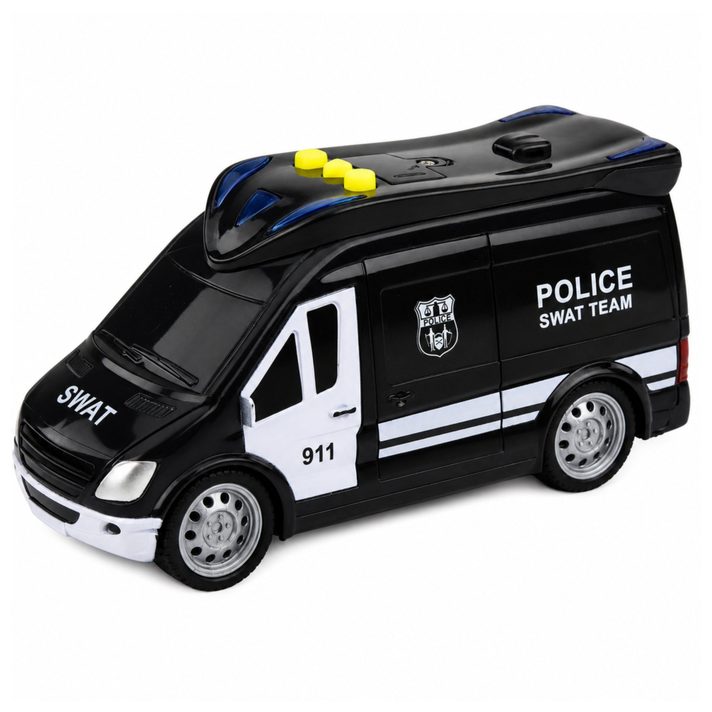 Masina de politie SWAT Van LEAN Toys, cu lumini si sunete, scara 1:32, alb si negru, 3 ani+ [2]