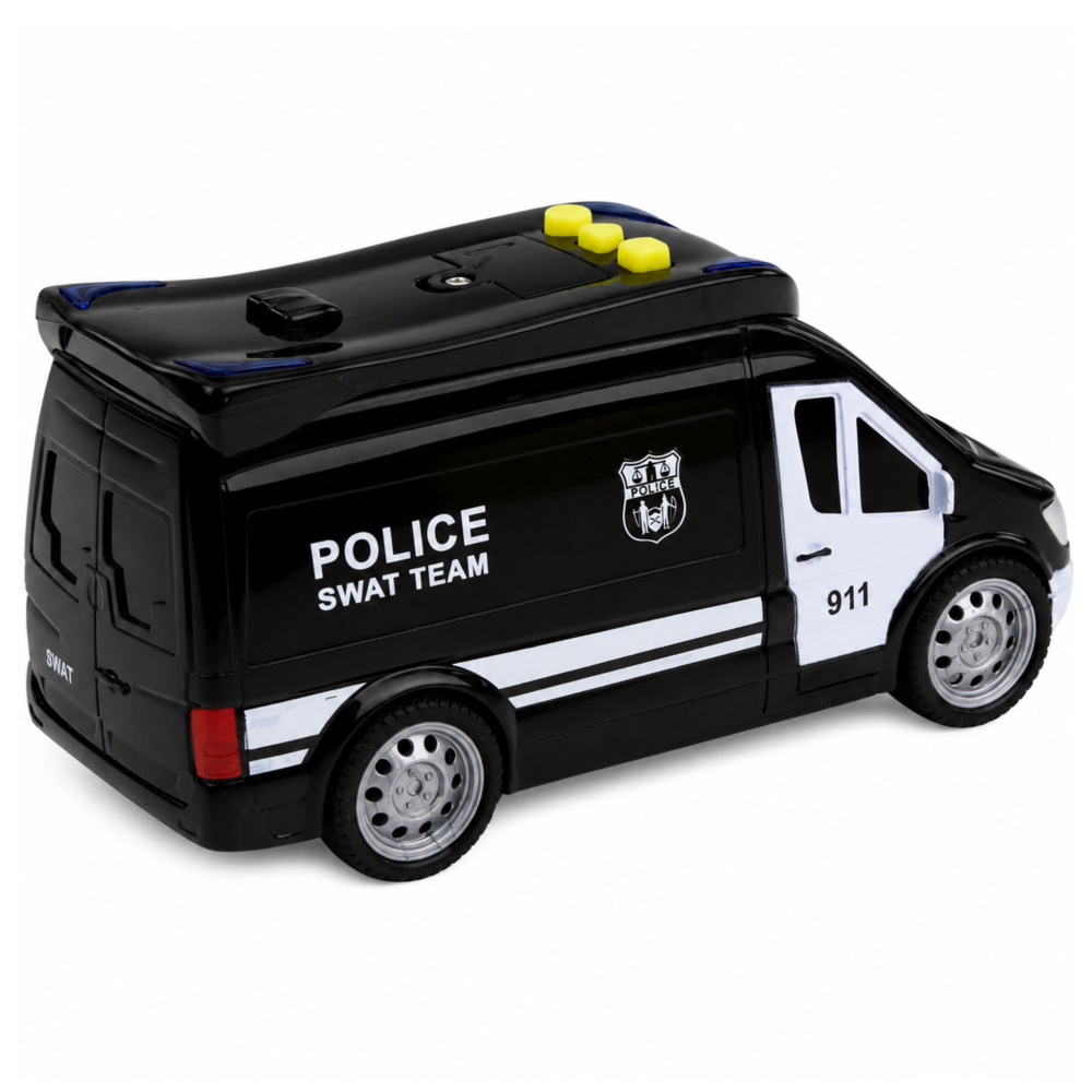 Masina de politie SWAT Van LEAN Toys, cu lumini si sunete, scara 1:32, alb si negru, 3 ani+ [5]