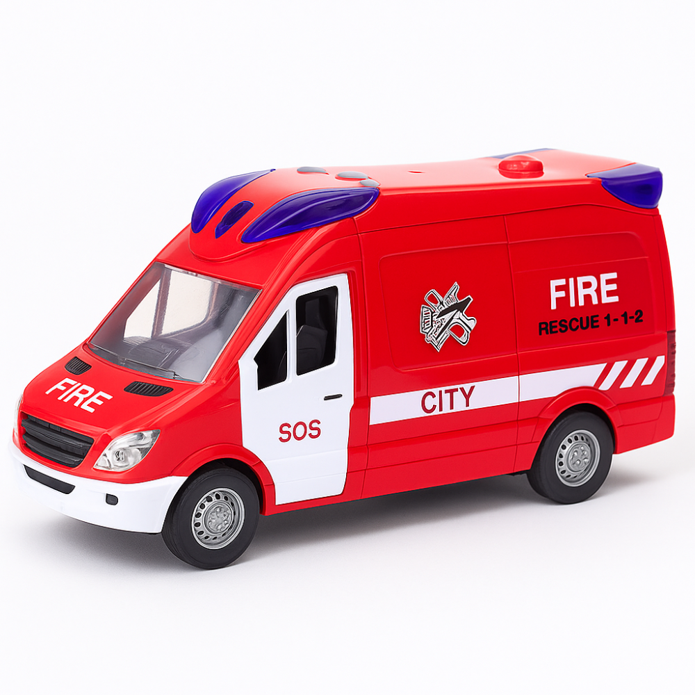 Masina de Pompieri cu Lumini, Sunete, Usi si Portbagaj Deschise, Rosie [6]