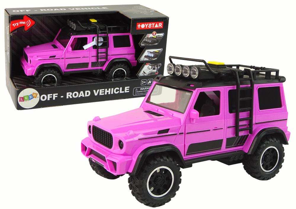 Masina off-road roz 1:14 copii roti mari lumini sunete usi mobile friction drive [1]