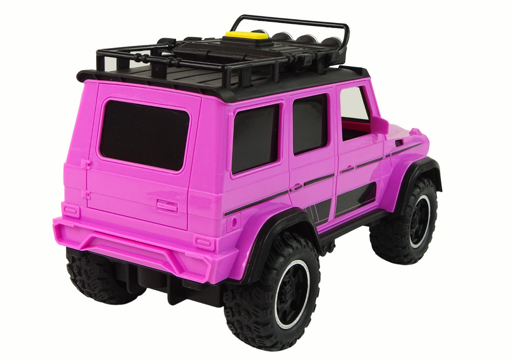 Masina off-road roz 1:14 copii roti mari lumini sunete usi mobile friction drive [4]