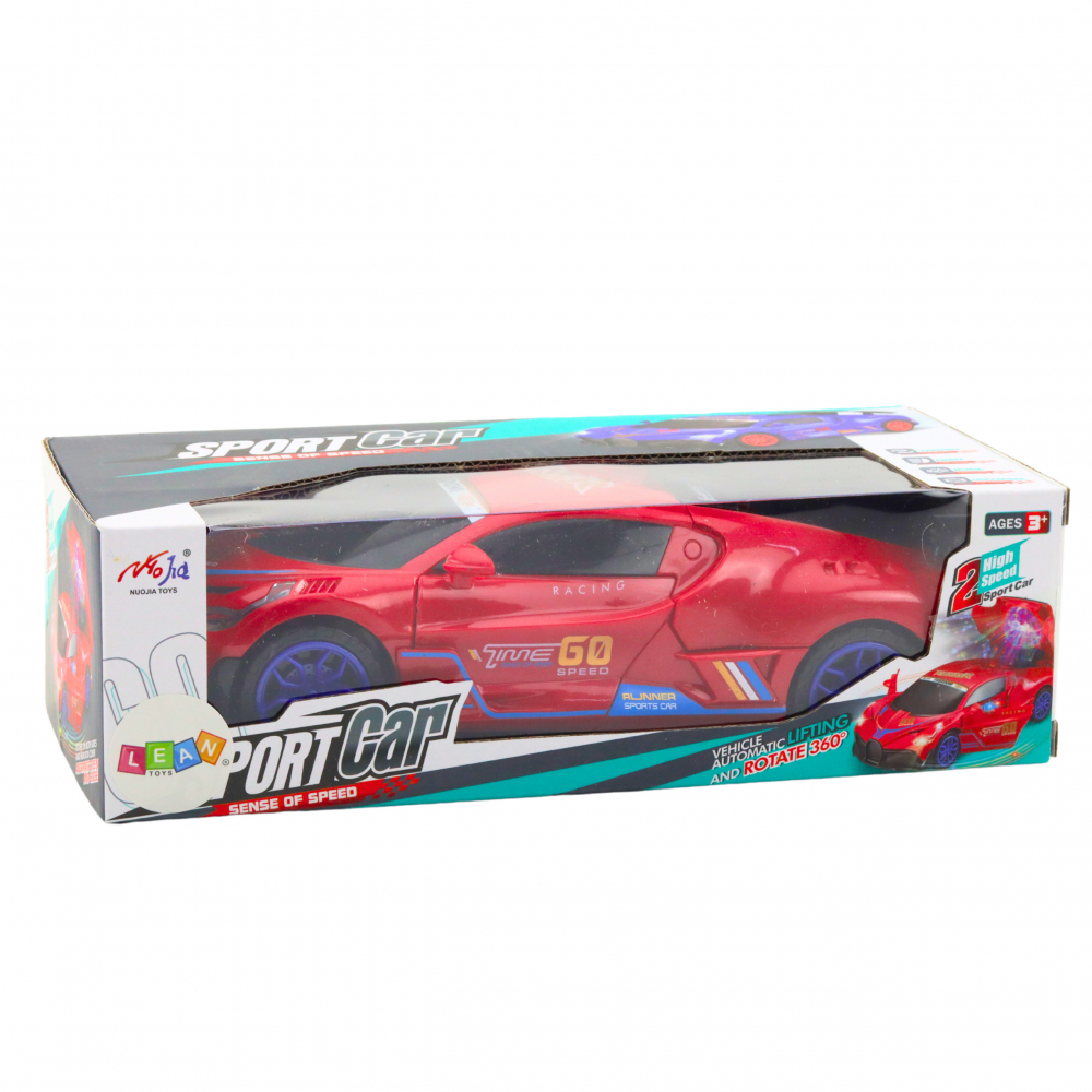 masina-sport-led-rotatie-360-lumini-sunete-rosie-Bebelul [4]