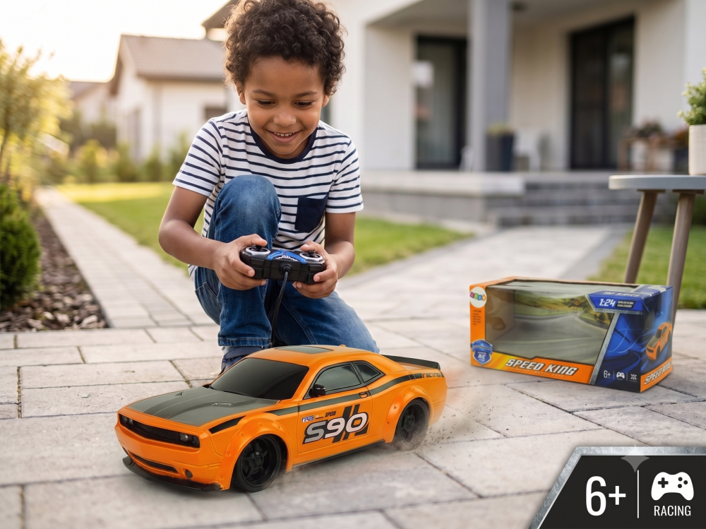 Masinuta cu telecomanda R/C 1:24 Sport Racing S90, 27 MHz, Portocalie, 6+ ani [6]