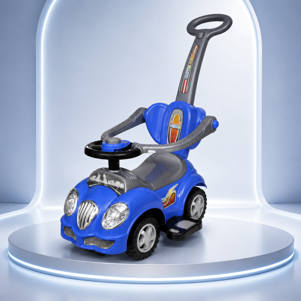 Masinuta copii RIDE-ON 3 in 1 Mega Car cu maner parental, bara protectie si spatiu depozitare, copertina protectie solara, albastru, 18 luni - 5 ani, max. 23 kg [2]