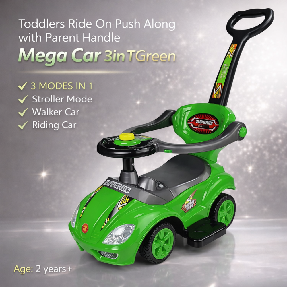 Masinuta cu maner de impingere Mega Car 3in1 VERDE [8]